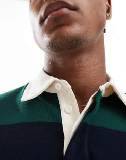 Tommy Hilfiger Stripe Rugby Shirt In Navy And Dark Green For Men Green/desert Sky -Tommy Hilfiger Store 206878140 3