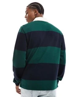 Tommy Hilfiger Stripe Rugby Shirt In Navy And Dark Green For Men Green/desert Sky -Tommy Hilfiger Store 206878140 4