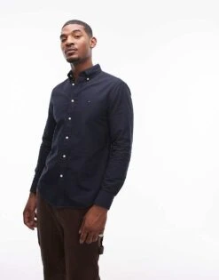 Tommy Hilfiger Oxford Shirt In Navy For Men Desert Sky -Tommy Hilfiger Store 206878141 1 desertsky 1