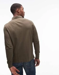 Tommy Hilfiger Long Sleeve Half Zip Polo In Army Green For Men -Tommy Hilfiger Store 206878166 3