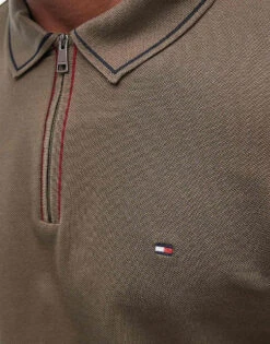 Tommy Hilfiger Long Sleeve Half Zip Polo In Army Green For Men -Tommy Hilfiger Store 206878166 4
