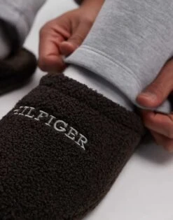 Tommy Hilfiger Teddy Slippers In Dark Brown For Men Dark Coffee -Tommy Hilfiger Store 206885404 4