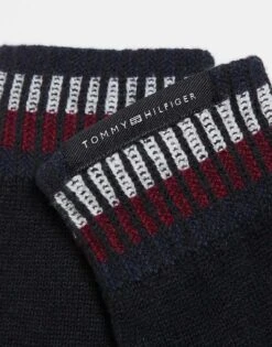 Tommy Hilfiger Wool Gloves With Stripe Cuff In Black For Men -Tommy Hilfiger Store 206885422 3