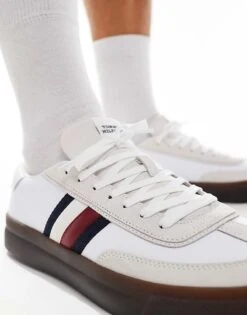 Tommy Hilfiger Cupset Trainers In White With Gum Sole For Men -Tommy Hilfiger Store 206885456 3
