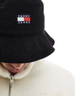 Tommy Jeans Cord Flag Bucket Hat In Black For Men -Tommy Hilfiger Store 206885496 4