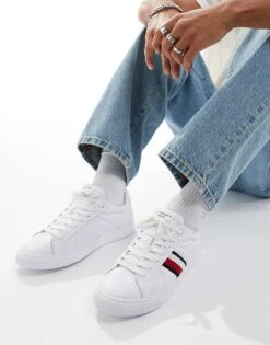Tommy Hilfiger Stripe Court Trainers In White For Men -Tommy Hilfiger Store 206885519 5