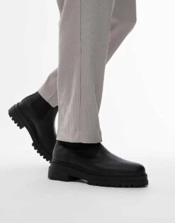 Tommy Hilfiger Chunky Leather Chelsea Boots In Black For Men -Tommy Hilfiger Store 206885544 1 black 1