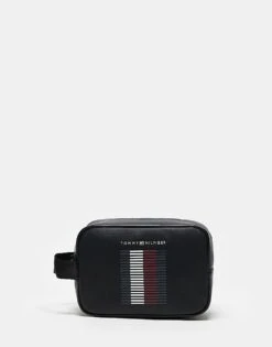 Tommy Hilfiger Foundation Stripe Washbag In Black For Men
