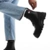 Tommy Jeans Lace Up Chunky Leather Boots In Black For Men -Tommy Hilfiger Store 206885583 1 black