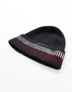 Tommy Hilfiger Knitted Stripe Beanie In Black For Men -Tommy Hilfiger Store 206885616 4