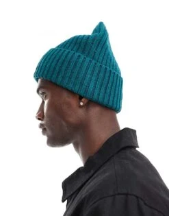 Tommy Hilfiger Patch Logo Ribbed Beanie In Teal For Men Ornamental Green -Tommy Hilfiger Store 206885632 3