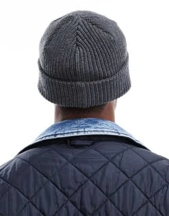 Tommy Jeans Flag Ribbed Beanie In Dark Grey For Men Grey Heather -Tommy Hilfiger Store 206885662 4