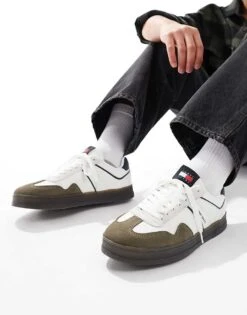 Tommy Jeans Greenwich Retro Trainers With Gum Sole In White For Men Ecru -Tommy Hilfiger Store 206885707 1 ecru 1