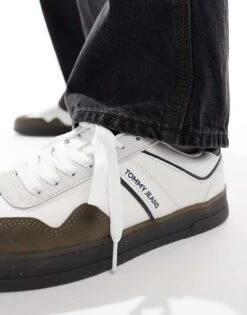 Tommy Jeans Greenwich Retro Trainers With Gum Sole In White For Men Ecru -Tommy Hilfiger Store 206885707 4