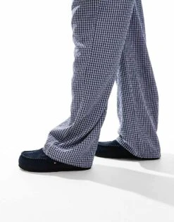 Tommy Hilfiger Moccassin Suede Slippers In Navy For Men Desert Sky -Tommy Hilfiger Store 206885731 3