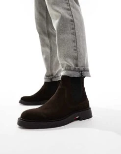 Tommy Hilfiger Suede Chelsea Boots In Dark Brown For Men Dark Coffee
