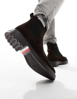 Tommy Hilfiger Suede Chelsea Boots In Dark Brown For Men Dark Coffee -Tommy Hilfiger Store 206885745 3