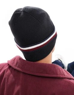 Tommy Hilfiger Logo Knitted Beanie In Black For Men -Tommy Hilfiger Store 206885748 3