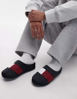 Tommy Hilfiger Nylon Flag Slippers In Navy For Men Desert Sky -Tommy Hilfiger Store 206885757 1 desertsky 1