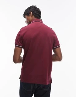 Tommy Hilfiger Tipped Slim Fit Polo Shirt In Burgundy For Men Red -Tommy Hilfiger Store 206980805 3