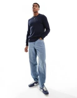 Tommy Hilfiger Crew Neck Flag Embroidery Jumper In Dark Blue For Men -Tommy Hilfiger Store 207180273 3