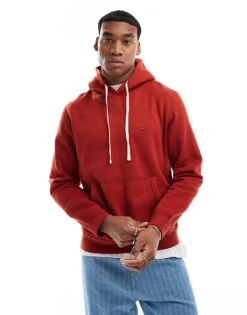 Tommy Hilfiger Drawstring Fleece Hoody In Red For Men -Tommy Hilfiger Store 207180321 3