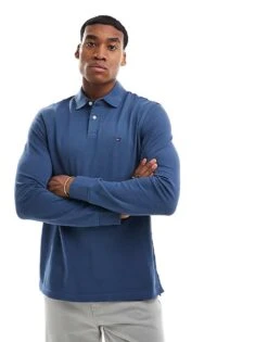 Tommy Hilfiger Long Sleeve Regular Polo Shirt In Blue For Men