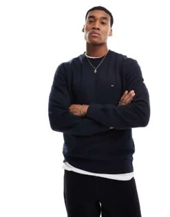 Tommy Hilfiger Fleece Crew Neck Sweatshirt In Dark Blue For Men -Tommy Hilfiger Store 207180981 1 darkblue 1
