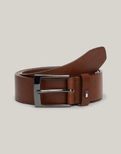Tommy Hilfiger Leather Square Buckle Belt In Brown Red For Men -Tommy Hilfiger Store 207218544 1 brownred 1