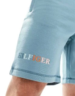 Tommy Hilfiger Multi Logo Sweat Shorts In Light Blue For Men -Tommy Hilfiger Store 207240736 3