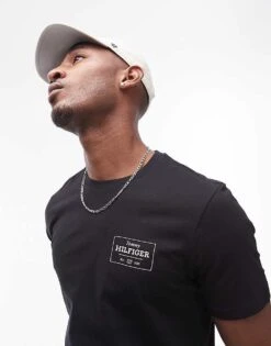 Tommy Hilfiger Label Logo T-shirt In Black For Men -Tommy Hilfiger Store 207282812 1 black 1