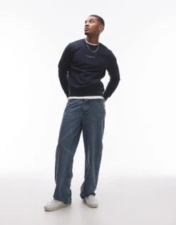 Tommy Hilfiger Logo Tipped Sweatshirt In Navy For Men Desert Sky -Tommy Hilfiger Store 207282814 3