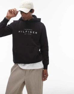 Tommy Hilfiger Large Logo Hoodie In Black For Men -Tommy Hilfiger Store 207282854 3