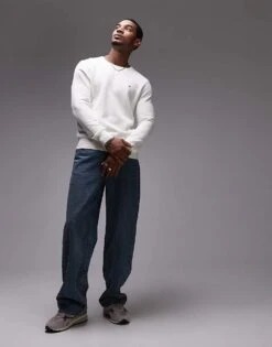 Tommy Hilfiger Essential Crew Neck Jumper In Off White For Men Ivory Petal -Tommy Hilfiger Store 207282907 3