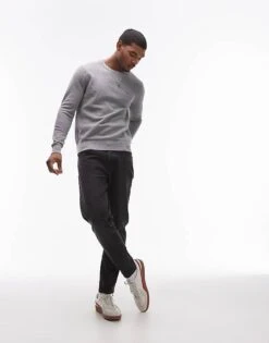 Tommy Hilfiger Essential Crew Neck Jumper In Grey For Men Medium Grey Heather -Tommy Hilfiger Store 207282910 4