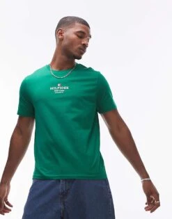 Tommy Hilfiger Central Logo T-shirt In Green For Men Nouveau Green -Tommy Hilfiger Store 207282925 1 nouveaugreen 1