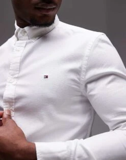 Tommy Hilfiger Flex Dobby Shirt In White For Men Th Optic White -Tommy Hilfiger Store 207282942 4