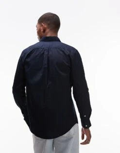 Tommy Hilfiger Flex Poplin Shirt In Navy For Men Desert Sky -Tommy Hilfiger Store 207282958 3