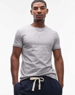 Tommy Hilfiger Logo Tipped T-shirt In Grey For Men Medium Grey Heather -Tommy Hilfiger Store 207282966 1 mediumgreyheather 1