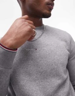 Tommy Hilfiger Logo Tipped Sweatshirt In Grey For Men Medium Grey Heather -Tommy Hilfiger Store 207282989 3
