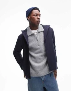 Tommy Hilfiger Hooded Tech Jacket In Navy For Men Desert Sky -Tommy Hilfiger Store 207283035 4