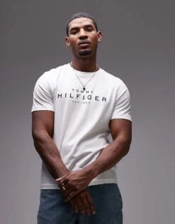 Tommy Hilfiger Large Logo T-shirt In White For Men -Tommy Hilfiger Store 207283060 1 white 1