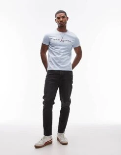 Tommy Hilfiger Logo T-shirt In Baby Blue For Men Breezy Blue -Tommy Hilfiger Store 207283076 3