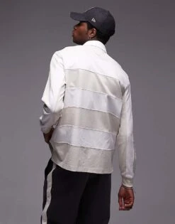 Tommy Jeans Badge Rugby Shirt In Off White Stripe For Men Newsprint -Tommy Hilfiger Store 207285755 4