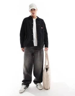 Tommy Jeans Cord Overshirt In Black For Men -Tommy Hilfiger Store 207285756 4