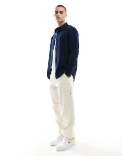 Tommy Jeans Logo Flannel Shirt In Navy For Men Dark Night Navy -Tommy Hilfiger Store 207285773 3