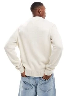 Tommy Jeans Varsity Logo Jumper In Off White For Men Newsprint -Tommy Hilfiger Store 207285844 3