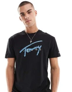Tommy Jeans Large Logo Signature T-shirt In Black For Men -Tommy Hilfiger Store 207285861 2