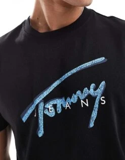 Tommy Jeans Large Logo Signature T-shirt In Black For Men -Tommy Hilfiger Store 207285861 3