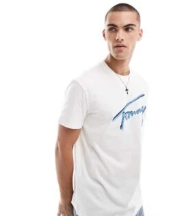 Tommy Jeans Large Logo Signature T-shirt In White For Men Ecru